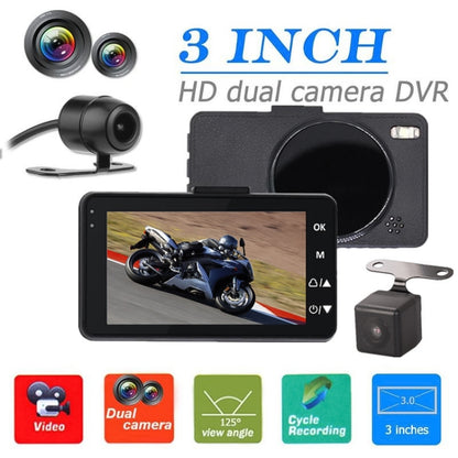 MT-80 3.0 นิ้ว 140 องศามุมกว้างวิดีโอ HD รถจักรยานยนต์ DVR กล้องคู่, รองรับการ์ด TF (สูงสุด 32GB), MT-80
