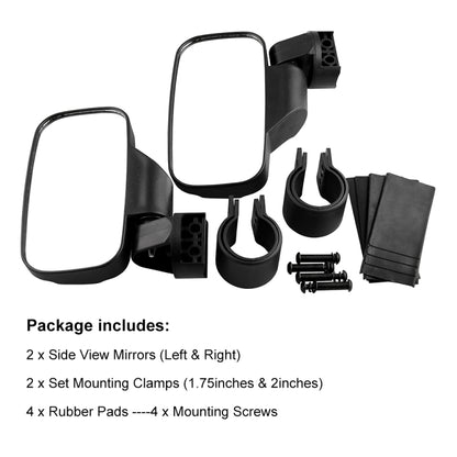 MB-MR016-BK 2 PCS รถจักรยานยนต์ UTV ดัดแปลงกระจกมองข้างสำหรับ UTV 1.75 นิ้วและ 2 นิ้ว Roll Cage, MB-MR016-BK