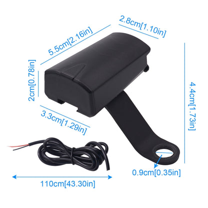 รถจักรยานยนต์กันน้ำ DC 8-32V 5V / 1.2A กระจกมองหลังอะแดปเตอร์ชาร์จโทรศัพท์ USB พร้อมไฟแสดงสถานะ, 1 USB Port