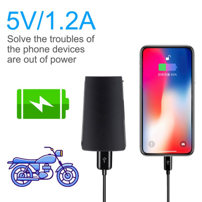 รถจักรยานยนต์กันน้ำ DC 8-32V 5V / 1.2A กระจกมองหลังอะแดปเตอร์ชาร์จโทรศัพท์ USB พร้อมไฟแสดงสถานะ, 1 USB Port