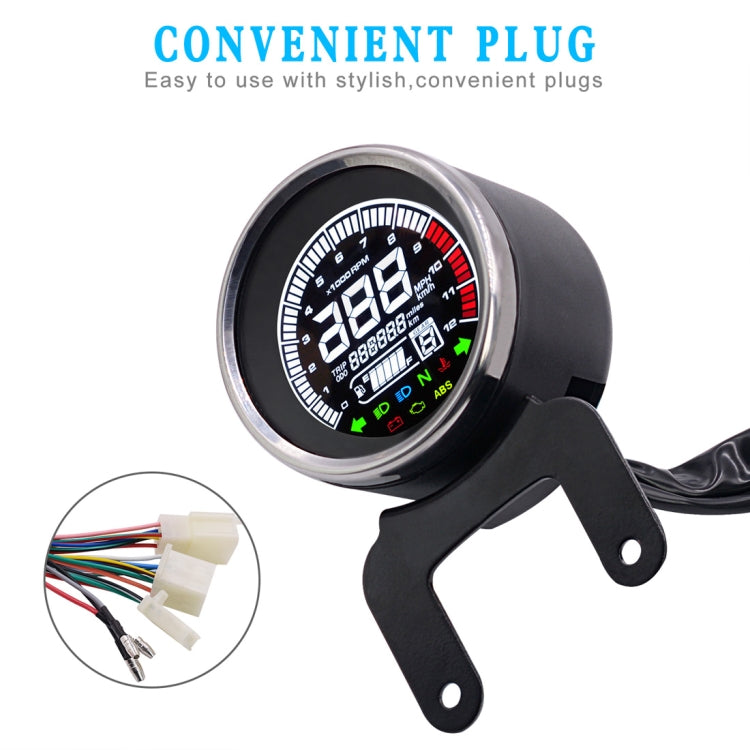 Universal รถจักรยานยนต์ Multi-Functional LED Digital Meter ไฟแสดงสถานะเครื่องวัดวามเร็วเครื่องวัดระยะทาง Speedometer มิเตอร์น้ำมัน, LED Digital Meter