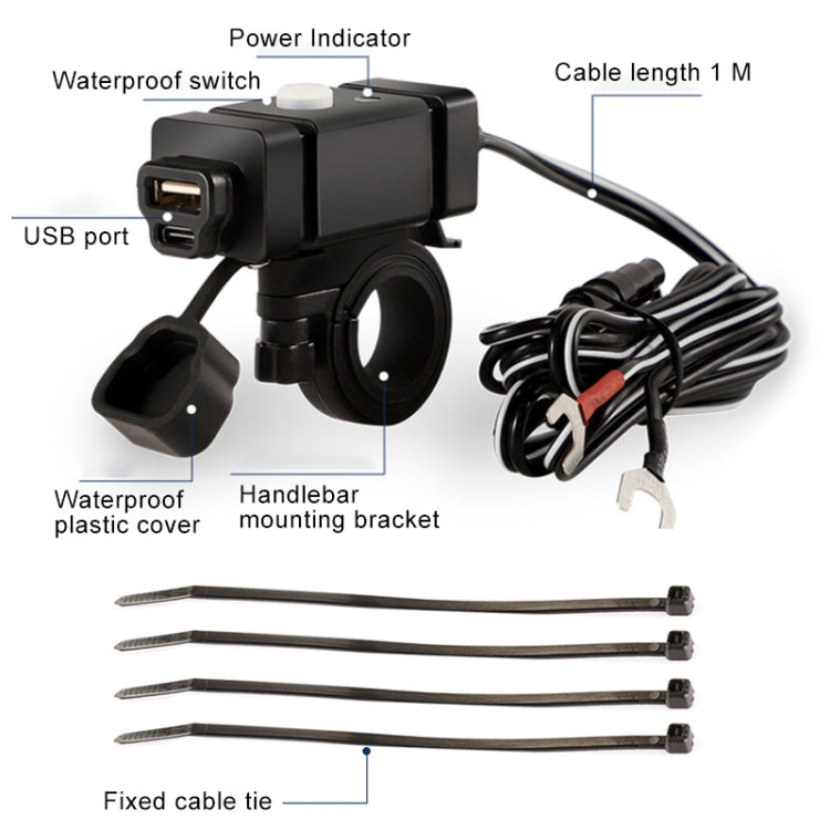ที่ชาร์จโทรศัพท์มือถือรถจักรยานยนต์ QC3.0 PD Fast Charge Charger U-type Terminal, U-type Terminal