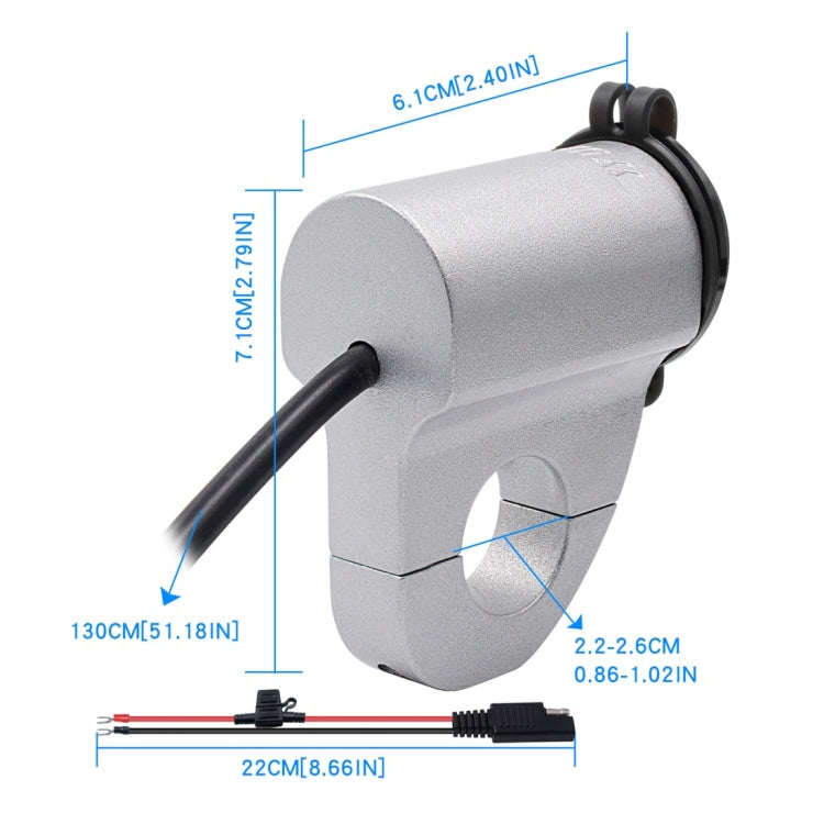 ZH-975A1 รถจักรยานยนต์อลูมิเนียมกันน้ำโทรศัพท์มือถือเครื่องชาร์จ USB เดี่ยวพร้อมโวลต์มิเตอร์สีแดง, ZH-975A1
