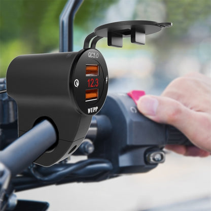 WUPP ZH-975A3 รถจักรยานยนต์อลูมิเนียมกันน้ำโทรศัพท์มือถือคู่ QC3.0 Quick Charger Charger พร้อมโวลต์มิเตอร์, ZH-975B3, ZH-975A3