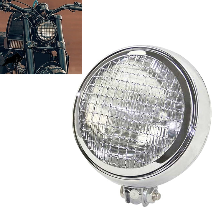 รถจักรยานยนต์ Silver Shell Harley ไฟหน้า Retro โคมไฟ LED อุปกรณ์ปรับเปลี่ยนไฟ, Silver Shell Headlight Retro Lamp