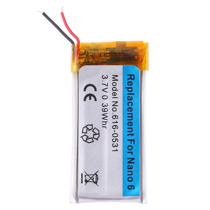 3.7V 0.39Whr สำหรับ iPod nano 6 แบตเตอรี่ลิเธียมโพลิเมอร์ทดแทนแบบชาร์จไฟได้, For iPod nano 6