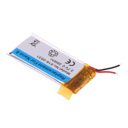 3.7V 0.39Whr สำหรับ iPod nano 6 แบตเตอรี่ลิเธียมโพลิเมอร์ทดแทนแบบชาร์จไฟได้, For iPod nano 6