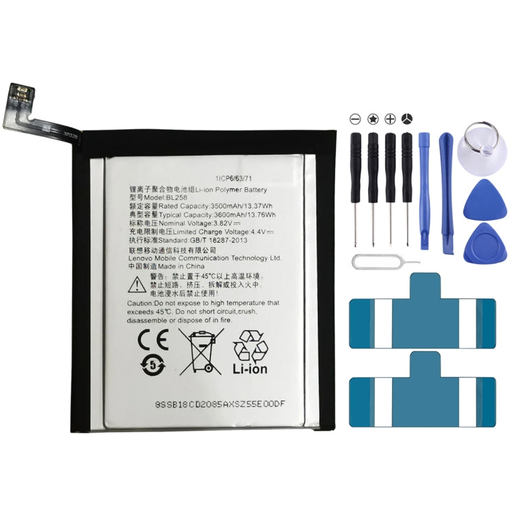3500mAh BL258 สำหรับแบตเตอรี่ Li-Polymer Lenovo Vibe X3, For Lenovo Vibe X3