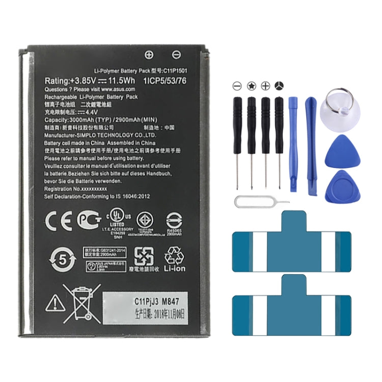 2900mAh C11P1501 แบตเตอรี่ Li-Polymer สำหรับ Asus ZenFone 2 เลเซอร์/Zenfone Selfie ZD551KL ZE601KL ZE550KL, For Asus ZenFone 2 Laser
