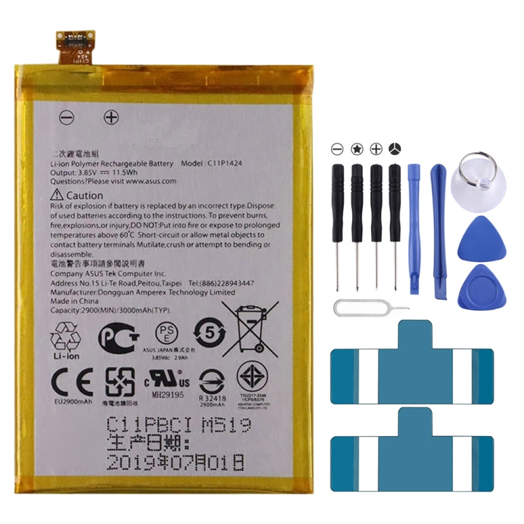 3000mAh C11P1424 แบตเตอรี่ Li-Polymer สำหรับ Asus ZenFone 2 ZE551ML ZE550ML, For Asus Zenfone 2 ZE551ML