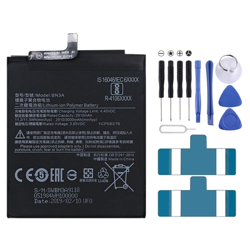 BN3A 2910mAh แบตเตอรี่ลิเธียมโพลิเมอร์สำหรับ Xiaomi Mi Play / Redmi Go, For Xiaomi Mi Play