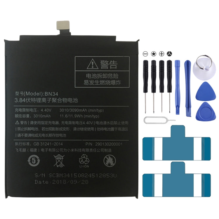 BN34 3010mAh สำหรับ Xiaomi Redmi 5A Li-Polymer แบตเตอรี่, For Xiaomi Redmi 5A