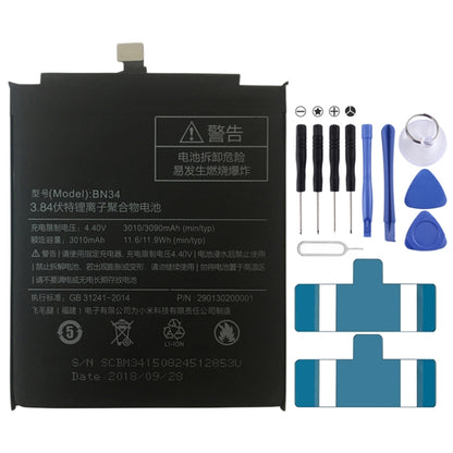 BN34 3010mAh สำหรับ Xiaomi Redmi 5A Li-Polymer แบตเตอรี่, For Xiaomi Redmi 5A