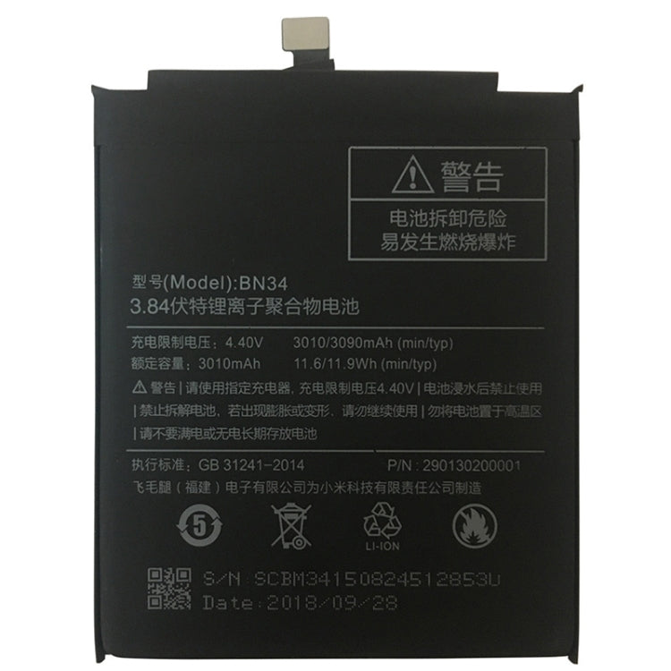 BN34 3010mAh สำหรับ Xiaomi Redmi 5A Li-Polymer แบตเตอรี่, For Xiaomi Redmi 5A