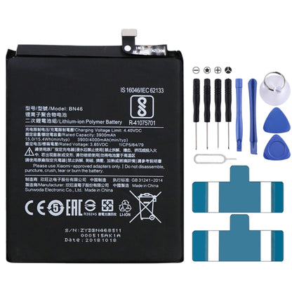 BN46 3900mAh แบตเตอรี่ Li-Polymer สำหรับ Xiaomi Redmi 7 / Redmi หมายเหตุ 6 / Redmi หมายเหตุ 8 / Redmi หมายเหตุ 8T, For Xiaomi Redmi 7