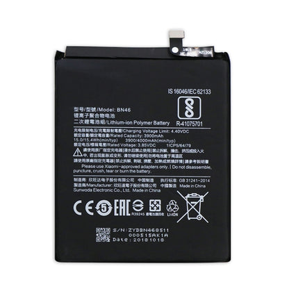BN46 3900mAh แบตเตอรี่ Li-Polymer สำหรับ Xiaomi Redmi 7 / Redmi หมายเหตุ 6 / Redmi หมายเหตุ 8 / Redmi หมายเหตุ 8T, For Xiaomi Redmi 7