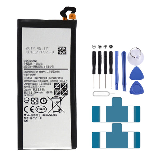 แบตเตอรี่ลิเธียมโพลิเมอร์ 3600mAh EB-BA720ABE สำหรับ Samsung Galaxy A7 (2017) / A720A / A720F, For Galaxy A7 (2017)