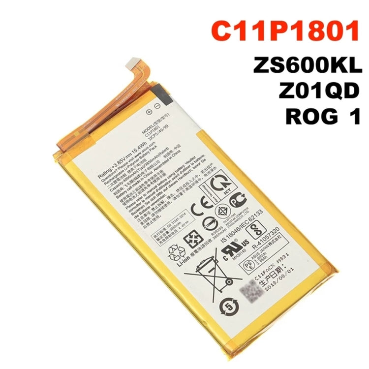 4000mAh C11P1801 แบตเตอรี่ Li-Ion สำหรับ ASUS ROG โทรศัพท์ ZS600KL Z01QD, For ASUS ROG Phone ZS600KL