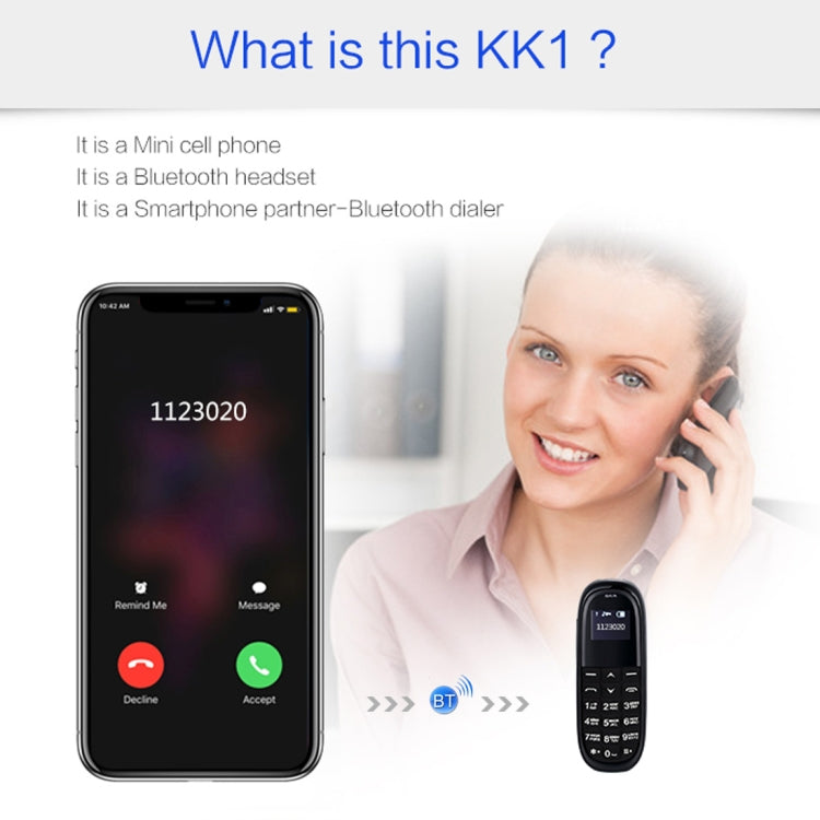หูฟัง Bluetooth Dialer แบบแฮนด์ฟรี, MTK6261DA, ระบบป้องกันการสูญหาย, ซิมเดียว, เครือข่าย: 2G