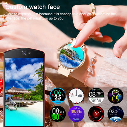หน้าจอสี IPS ขนาด 1.09 นิ้ว IP67 สมาร์ทวอทช์กันน้ำ รองรับการตรวจสอบการนอนหลับ / การตรวจสอบอัตราการเต้นของหัวใจ / การตรวจสอบความดันโลหิต / โหมดมัลติสปอร์ต สไตล์: สายเหล็ก, Steel Strap (Gold)