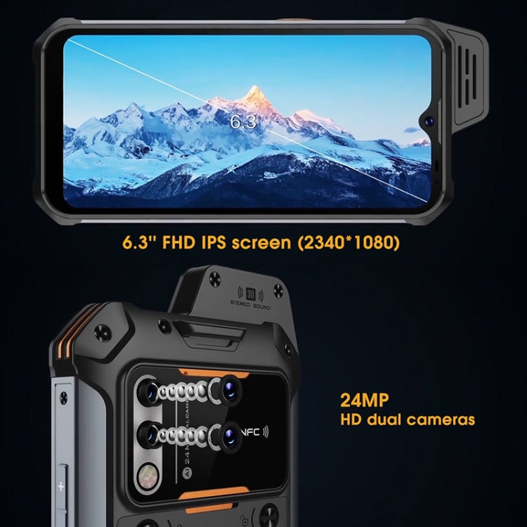 IP68 กันน้ำกันฝุ่นกันกระแทก, แบตเตอรี่ 5,000mAh, Android 11 ขนาด 6.3 นิ้ว MTK6765 Helio P35 Octa Core สูงสุด 2.35GHz, เครือข่าย: 4G, NFC, OTG, Standard , 4GB+64GB