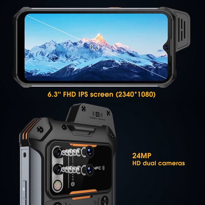 IP68 กันน้ำกันฝุ่นกันกระแทก, แบตเตอรี่ 5,000mAh, Android 11 ขนาด 6.3 นิ้ว MTK6765 Helio P35 Octa Core สูงสุด 2.35GHz, เครือข่าย: 4G, NFC, OTG, Standard , 4GB+64GB