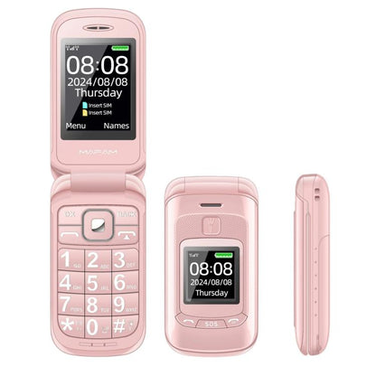 2.4 นิ้ว, 32MB + 32MB, รองรับ FM, SOS, GSM, หมายเลขครอบครัว, ปุ่มใหญ่, สองซิม, EU Plug