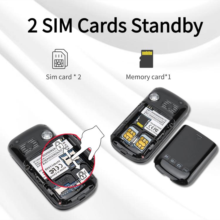 2.4 นิ้ว, 32MB + 32MB, รองรับ FM, SOS, GSM, หมายเลขครอบครัว, ปุ่มใหญ่, สองซิม, EU Plug