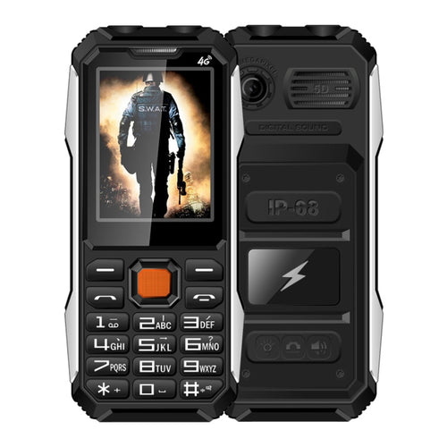 กันน้ำกันกระแทกกันฝุ่น, แบตเตอรี่ 6800mAh, 2.4 นิ้ว, 21 คีย์, บลูทู ธ , ไฟฉาย LED, FM, SOS, Dual SIM, เครือข่าย: 2G