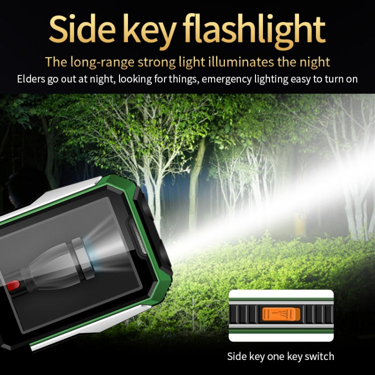 กันน้ำกันกระแทกกันฝุ่น, แบตเตอรี่ 6800mAh, 2.4 นิ้ว, 21 คีย์, บลูทู ธ , ไฟฉาย LED, FM, SOS, Dual SIM, เครือข่าย: 2G