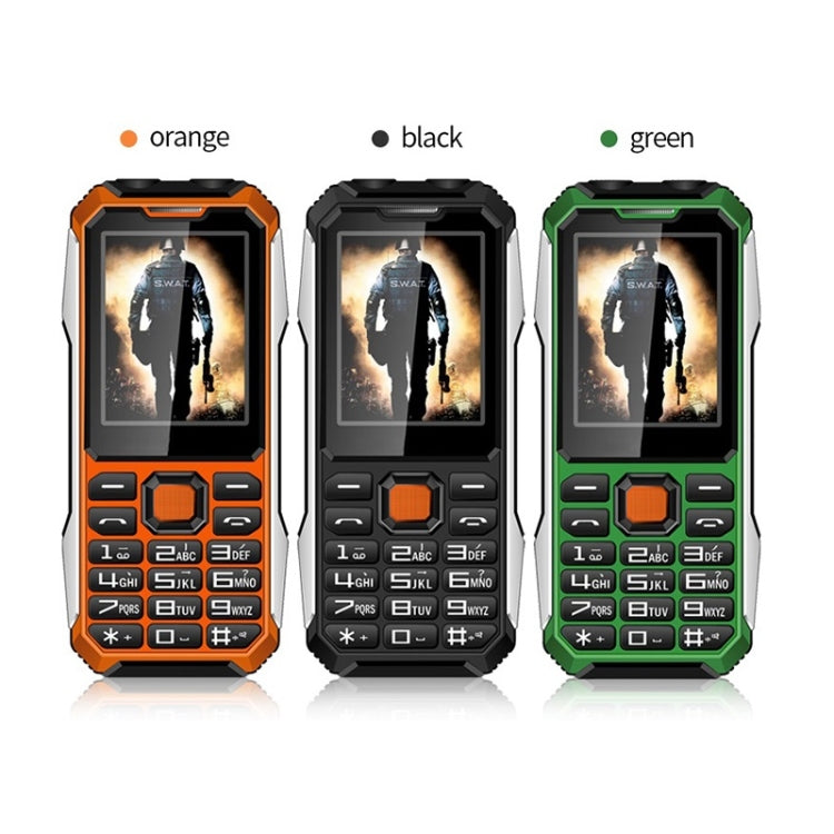 กันน้ำกันกระแทกกันฝุ่น, แบตเตอรี่ 6800mAh, 2.4 นิ้ว, 21 คีย์, ไฟฉาย LED, FM, SOS, Dual SIM, เครือข่าย: 4G