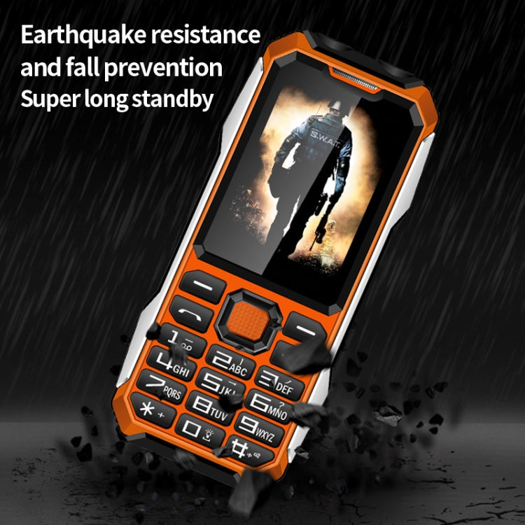 กันน้ำกันกระแทกกันฝุ่น, แบตเตอรี่ 6800mAh, 2.4 นิ้ว, 21 คีย์, ไฟฉาย LED, FM, SOS, Dual SIM, เครือข่าย: 4G