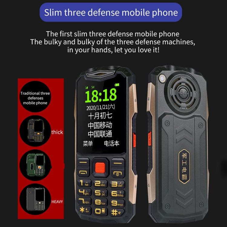 กันน้ำกันกระแทกกันฝุ่น, แบตเตอรี่ 4800mAh, 2.4 นิ้ว, 21 คีย์, บลูทู ธ , ไฟฉาย LED, FM, SOS, Dual SIM, เครือข่าย: 2G