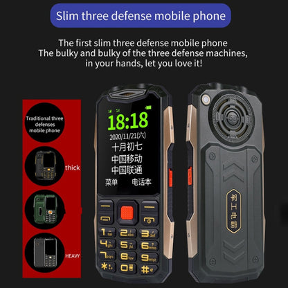 กันน้ำกันกระแทกกันฝุ่น, แบตเตอรี่ 4800mAh, 2.4 นิ้ว, 21 คีย์, บลูทู ธ , ไฟฉาย LED, FM, SOS, Dual SIM, เครือข่าย: 2G