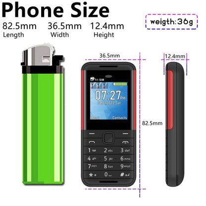 1.33 นิ้ว, MTK6261D, 21 คีย์, รองรับ Bluetooth, FM, Magic Sound, บันทึกการโทรอัตโนมัติ, GSM, Triple SIM, Russian Key