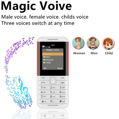 1.33 นิ้ว, MTK6261D, 21 คีย์, รองรับ Bluetooth, FM, Magic Sound, บันทึกการโทรอัตโนมัติ, GSM, Triple SIM, Russian Key