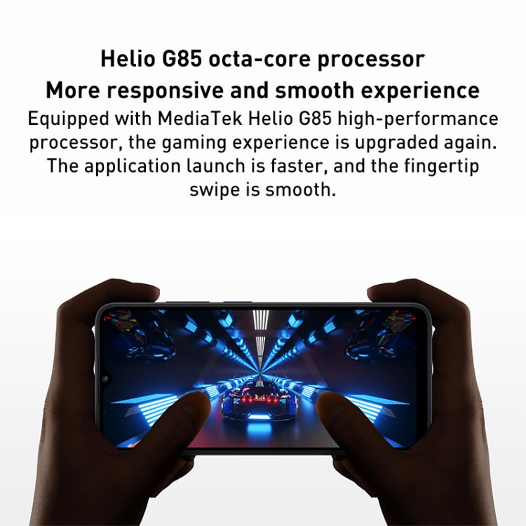 แบตเตอรี่ 5,000mAh, รหัสประจำตัวและลายนิ้วมือ, 6.71 นิ้ว MIUI 13 MediaTek Helio G85 Octa Core สูงสุด 2.0GHz, เครือข่าย: 4G, สองซิม, ไม่รองรับ Google Play, 4GB+128GB