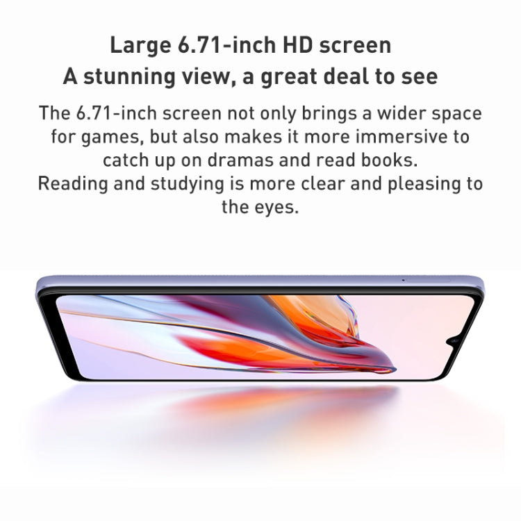 แบตเตอรี่ 5,000mAh, รหัสประจำตัวและลายนิ้วมือ, 6.71 นิ้ว MIUI 13 MediaTek Helio G85 Octa Core สูงสุด 2.0GHz, เครือข่าย: 4G, สองซิม, ไม่รองรับ Google Play, 4GB+128GB