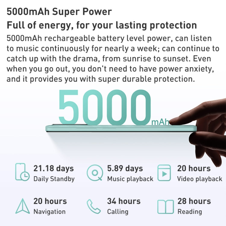 แบตเตอรี่ 5,000mAh, รหัสประจำตัวและลายนิ้วมือ, 6.71 นิ้ว MIUI 13 MediaTek Helio G85 Octa Core สูงสุด 2.0GHz, เครือข่าย: 4G, สองซิม, ไม่รองรับ Google Play, 4GB+128GB