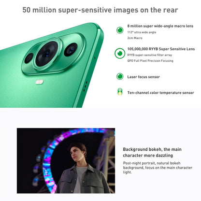 กล้องหลังคู่, การระบุลายนิ้วมือหน้าจอ, 6.7 นิ้ว HarmonyOS Qualcomm Snapdragon 778G 4G Octa Core สูงสุด 2.4GHz, เครือข่าย: 4G, OTG, NFC, ไม่รองรับ Google Play, nova 11 256GB