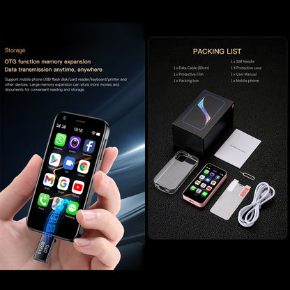 การจดจำใบหน้า, 3.0 นิ้ว Android 10.0 MTK6750 Octa Core, บลูทู ธ , WiFi, FM, OTG, เครือข่าย: 4G, สองซิม, รองรับ Google Play, 4GB+64GB
