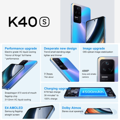 กล้อง Triple Back, แบตเตอรี่ 4500mAh, ระบุลายนิ้วมือ, 6.67 นิ้ว MIUI 13 Qualcomm Snapdragon 870 Octa Core สูงสุด 3.2GHz, เครือข่าย: 5G, Dual SIM, NFC, IR, 12GB+256GB