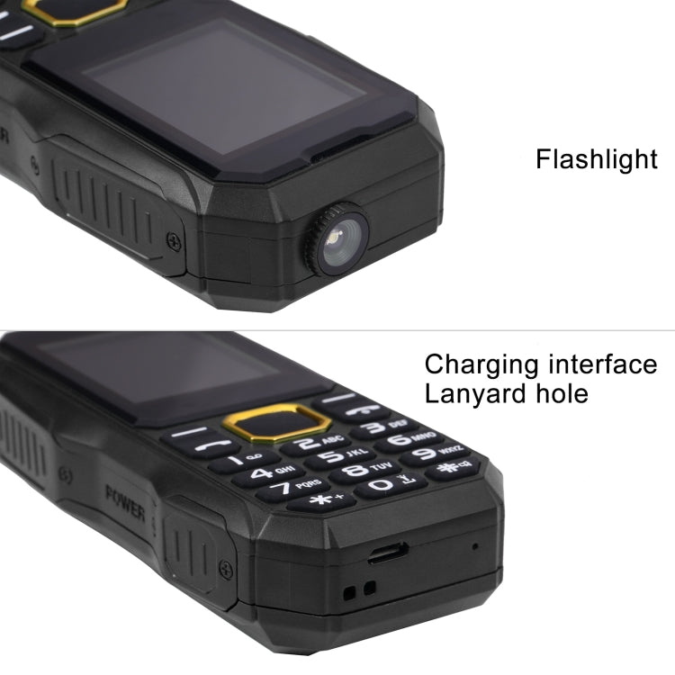 กันน้ำกันกระแทกกันฝุ่น, แบตเตอรี่ 5800mAh, 1.8 นิ้ว, 21 ปุ่ม, ไฟฉาย LED, Dual SIM