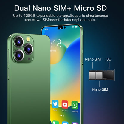 การระบุใบหน้า, Android 10 MTK6737 Quad Core, เครือข่าย: 4G พร้อมการ์ด TF 64GB, i14 Pro Max N86 4GB+32GB