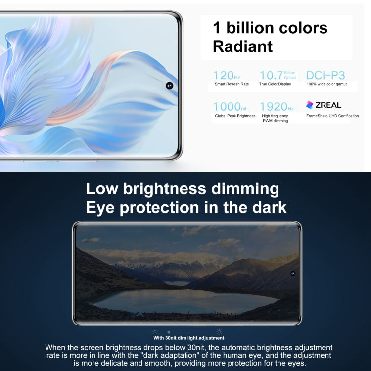 กล้องหลังสามตัว, ระบุลายนิ้วมือบนหน้าจอ, Magic UI 7.0 ขนาด 6.67 นิ้ว Qualcomm Snapdragon 782G Octa Core สูงสุด 2.7GHz, เครือข่าย: 5G, OTG, NFC, ไม่รองรับ Google Play, Honor 80 5G, 8GB+256GB