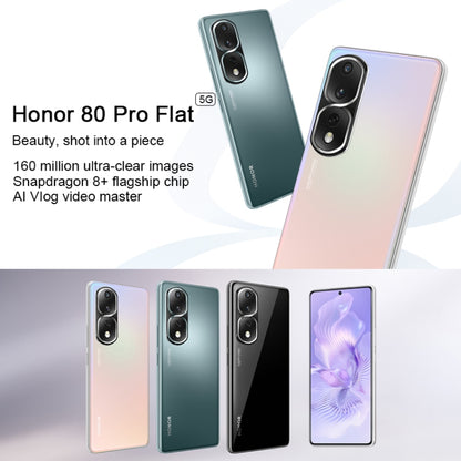 กล้องหลังสามตัว, ระบุลายนิ้วมือบนหน้าจอ, Magic UI 7.0 ขนาด 6.67 นิ้ว Qualcomm Snapdragon 8+ Gen1 Octa Core สูงสุด 3.0GHz, เครือข่าย: 5G, OTG, NFC, ไม่รองรับ Google Play, Honor 80 Pro Flat 5G, 12GB+256GB