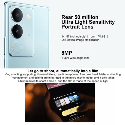 กล้องหลังคู่, การระบุลายนิ้วมือบนหน้าจอ, แบตเตอรี่ 4600mAh, 6.78 นิ้ว Android 13 OriginOS 3 Snapdragon 778G+ Octa Core สูงสุด 2.5GHz, OTG, NFC, เครือข่าย: 5G, 12GB+512GB