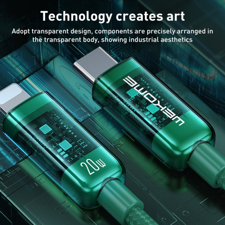 WK WDC-180 6A Pioneer Series USB to 8 Pin Transparent Fast Charge Data Cable, ความยาว: 1 ม., USB to 8 Pin