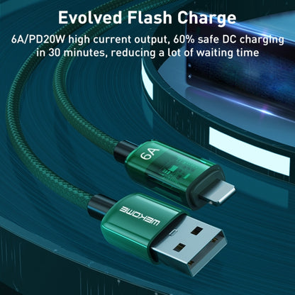 WK WDC-180 6A Pioneer Series USB to 8 Pin Transparent Fast Charge Data Cable, ความยาว: 1 ม., USB to 8 Pin