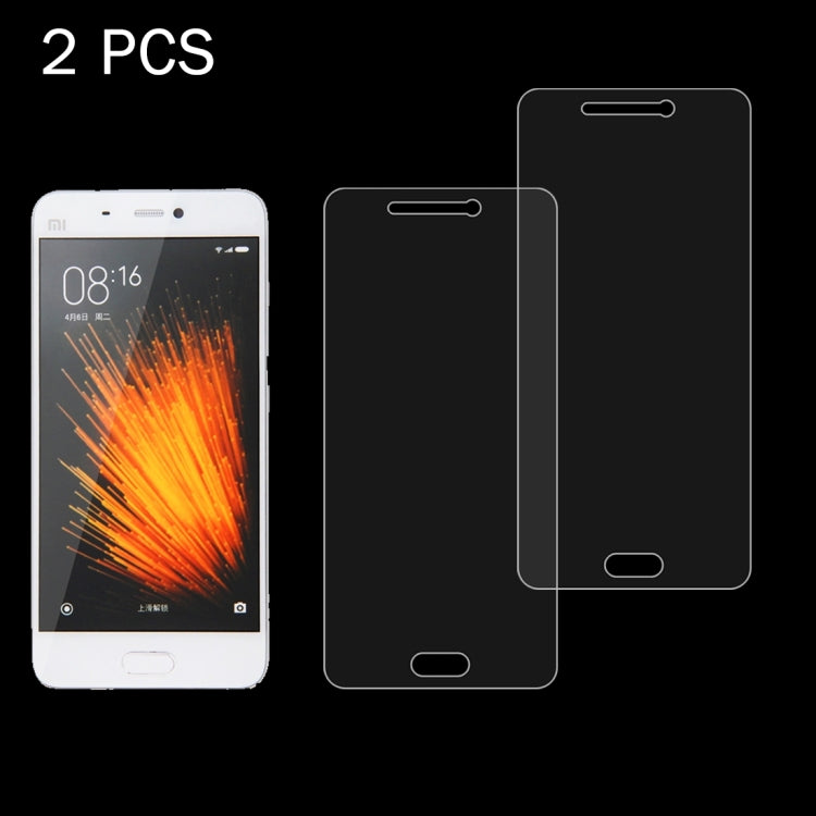 2 ชิ้นสำหรับ Xiaomi Mi 5 0.26 มิลลิเมตร 9H ความแข็งพื้นผิว 2.5D ฟิล์มกระจกนิรภัยป้องกันการระเบิด, For Xiaomi Mi 5 (2pcs)